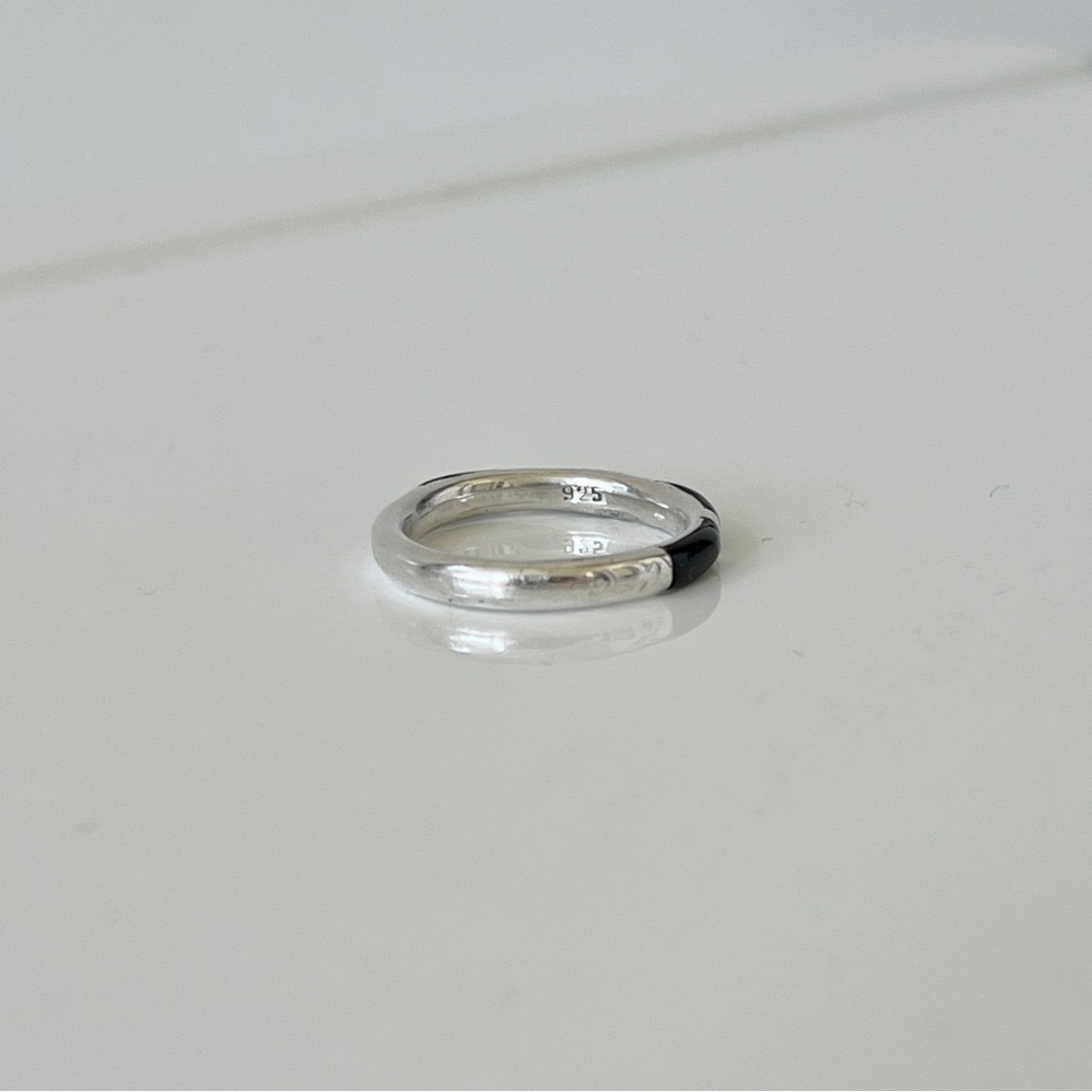 Black stripe 925 silver ring - Picture 3 of 7